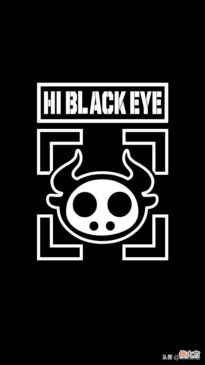 HI BLACK EYE(KULO STAR)潮牌十二生肖系列之丑牛纯黑手机壁纸