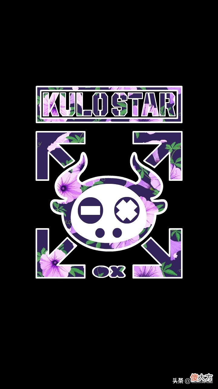 HI BLACK EYE(KULO STAR)潮牌十二生肖系列之丑牛纯黑手机壁纸