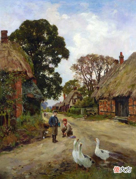 诗情画意的田园生活，英国印象派画家叶德金的唯美油画