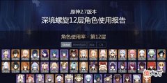 【游戏迷】原神:2.7版本深渊角色使用率,常用阵容使用率一览