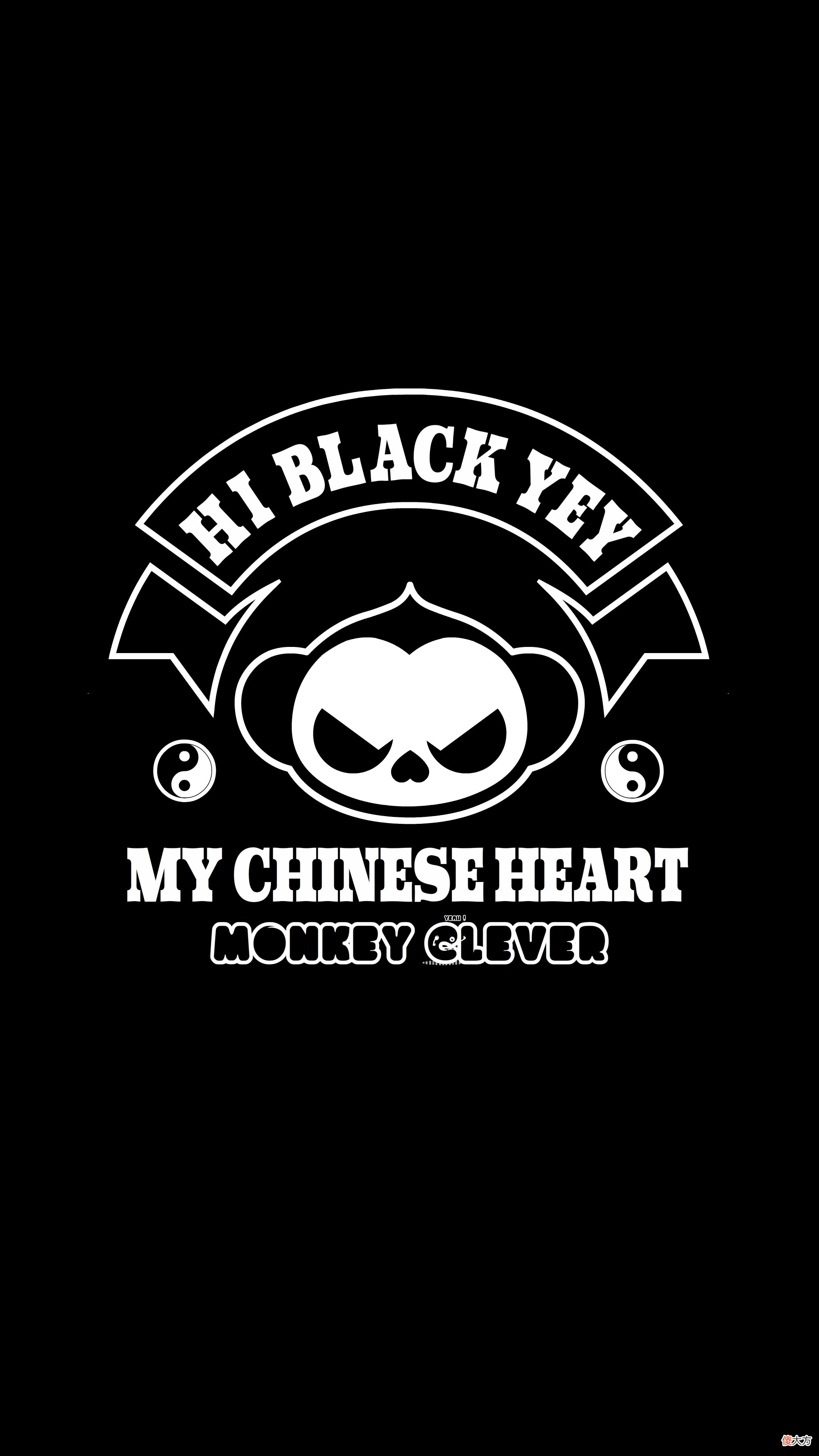 HI BLACK EYE(KULO STAR)潮牌十二生肖系列之申猴纯黑手机壁纸