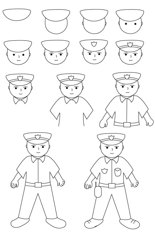 如何画警察和警车简笔画 警察和警车怎么画,简笔