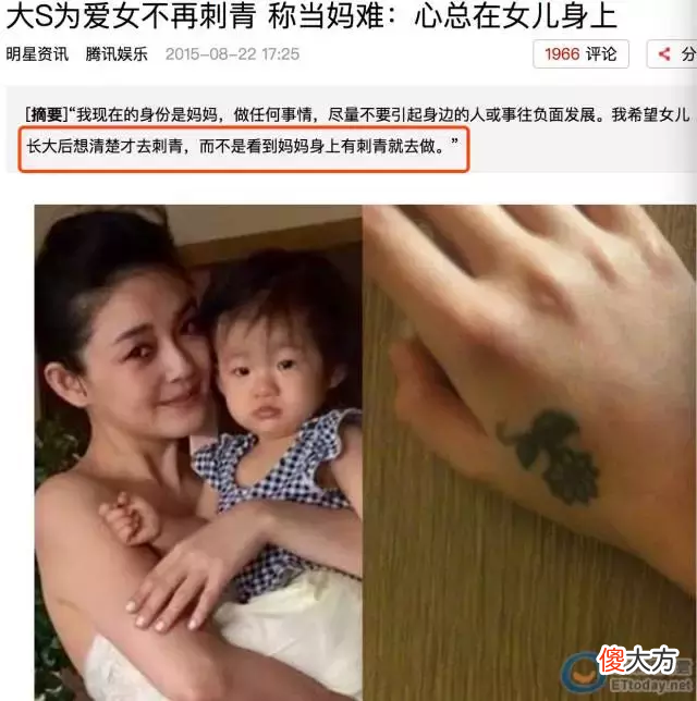 快来看大S的新文身，你被丑到了吗？