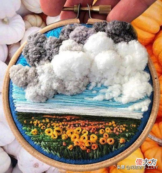 就可以绣出如此美丽的风景画哦 很美丽的风景画