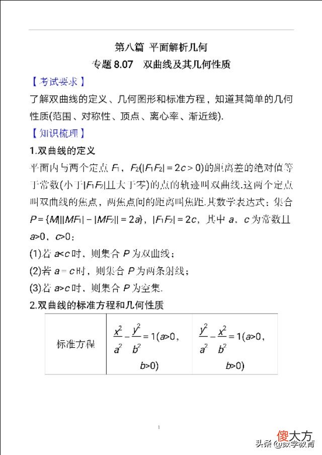 双曲线及其几何性质 双曲线的几何性质