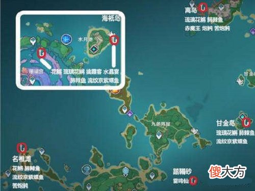 原神稻妻钓鱼地点分布图位置大全2022最新