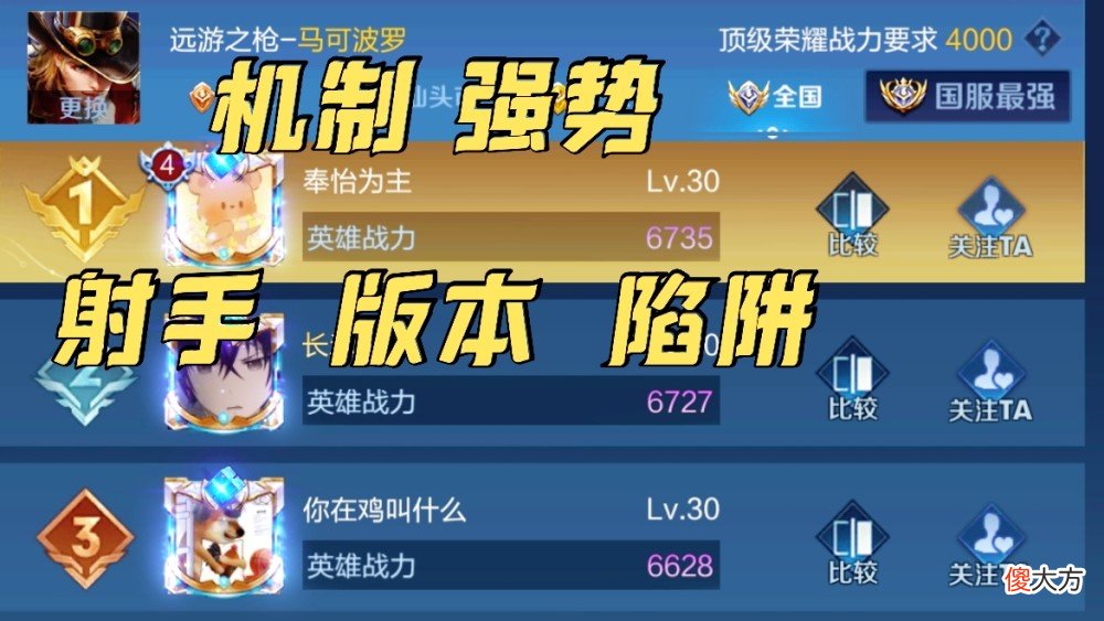 【游戏世界】王者荣耀s27赛季：马可波罗胜率垫底，版本陷阱当定了