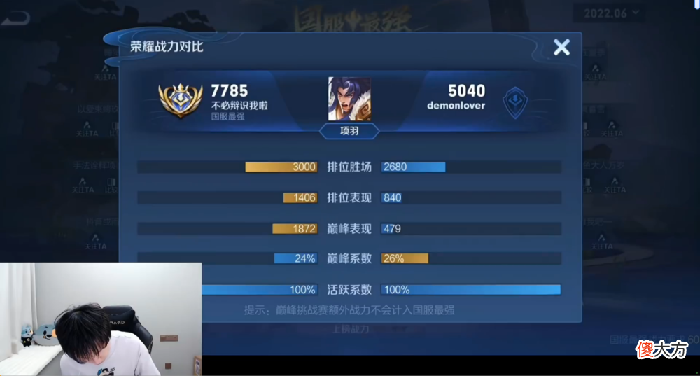 【游戏迷】fly将女友账号冲刺113段，看到榜一的战力不禁笑了