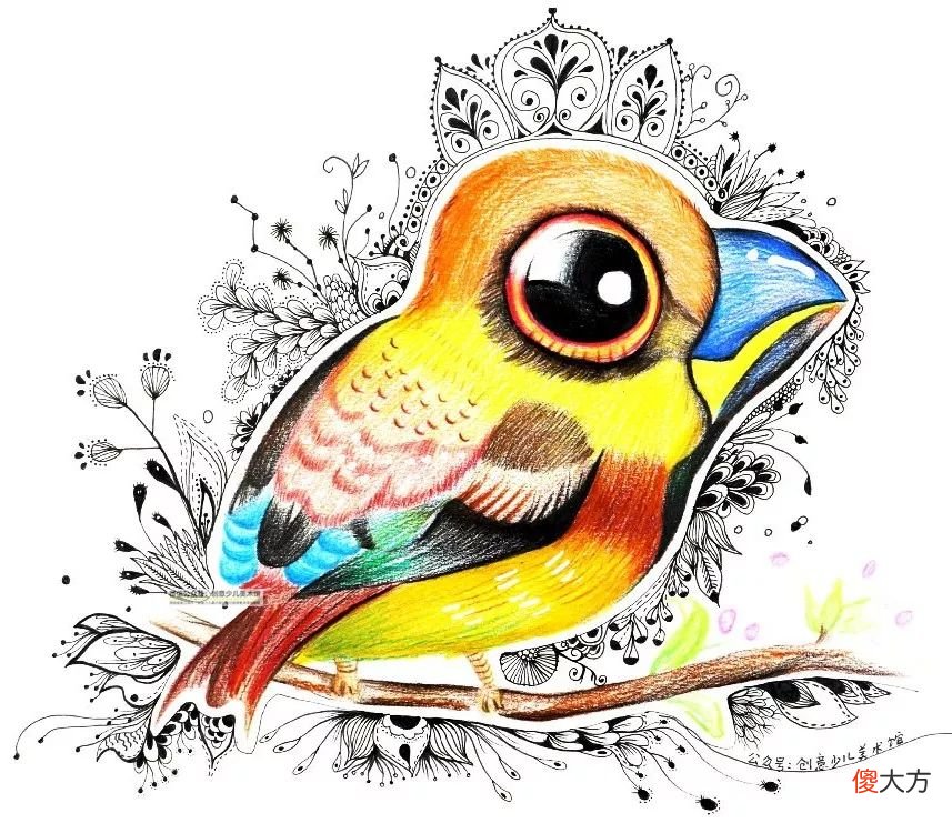 彩铅与线描画可爱的小鸟 用彩铅画小鸟