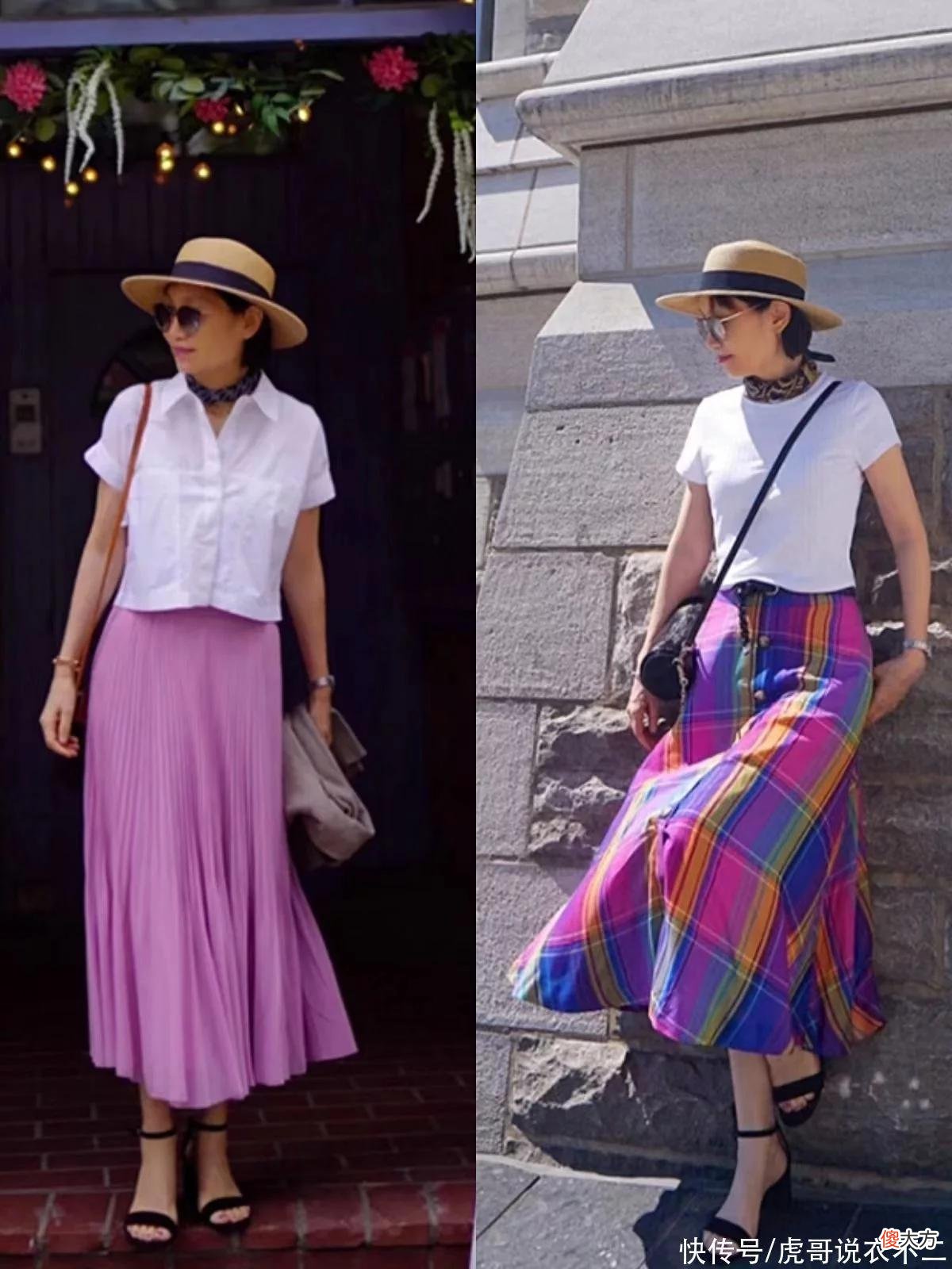 【时尚一点】建议60岁女人穿裙时：选过膝裙、配带跟鞋，多戴草编帽，会更优雅
