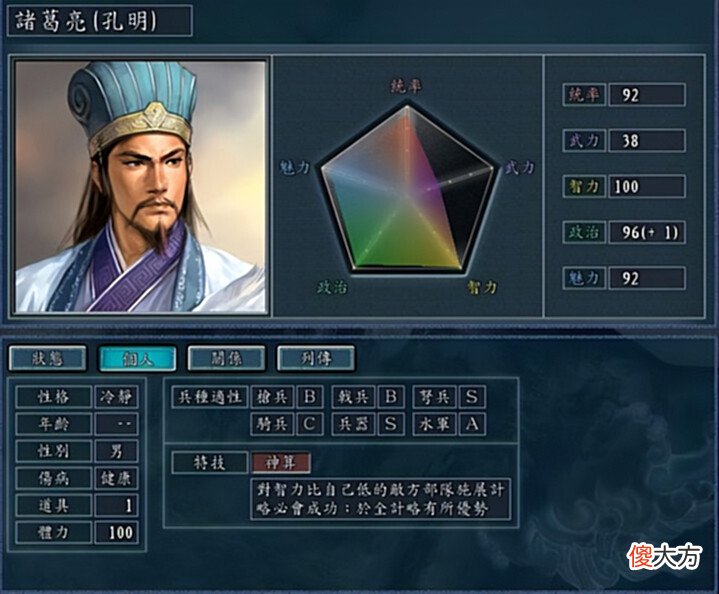 【游戏迷】三国志11-神算、神将、霸王都是神级特技,且均为“复合型特技”