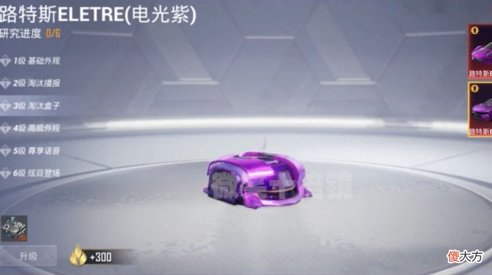 【游戏世界】和平精英路特斯电光紫皮肤升级功能曝光