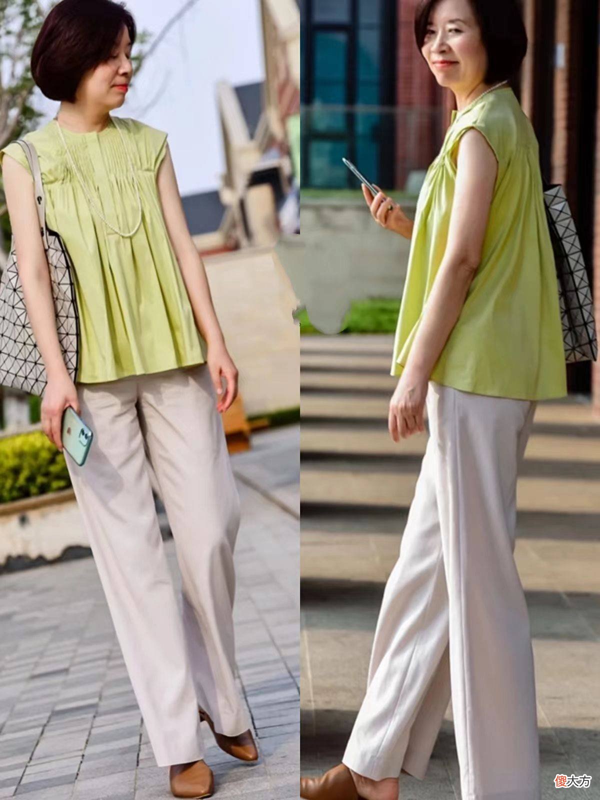 【就爱时尚】50岁女人穿衣讲究得体，膝下裙、西装裤和带跟鞋凹造型