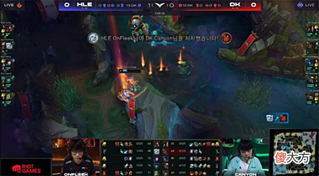 【游戏世界】Canyon岩雀一打四怒砍双杀,DK团战制胜2-0击败HLE!