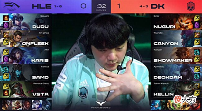 【游戏世界】Canyon岩雀一打四怒砍双杀,DK团战制胜2-0击败HLE!