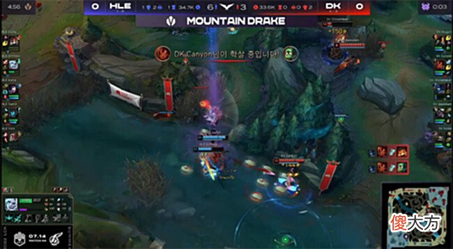 【游戏世界】Canyon岩雀一打四怒砍双杀,DK团战制胜2-0击败HLE!