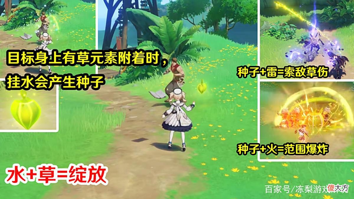 【游戏迷】原神：草元素三反应解读，草主技能曝光，须弥环境交互来了
